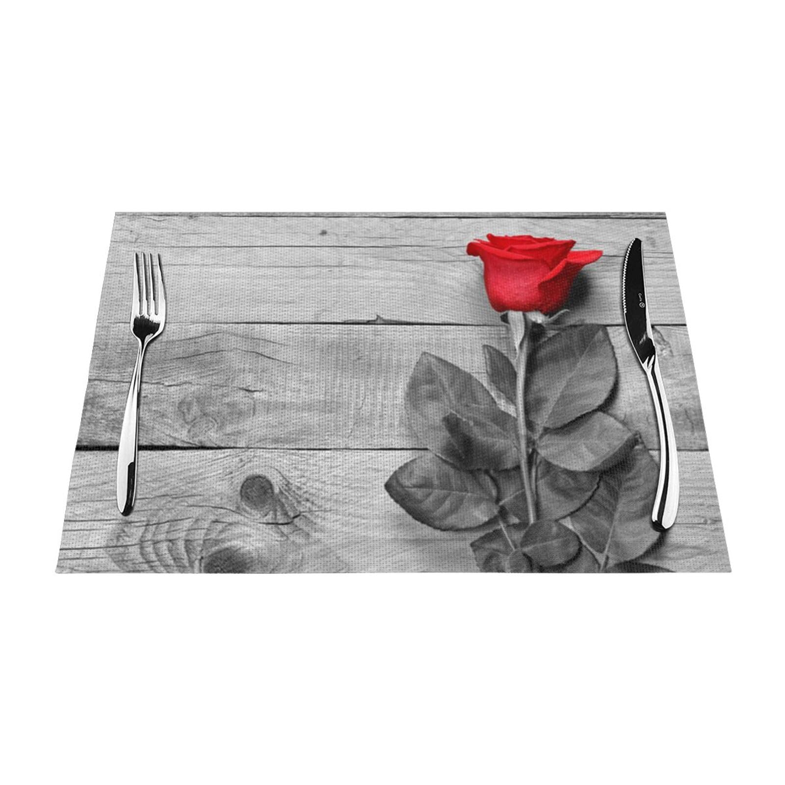 Set de table rose rouge en PVC lavable 30x45 cm lot de 6