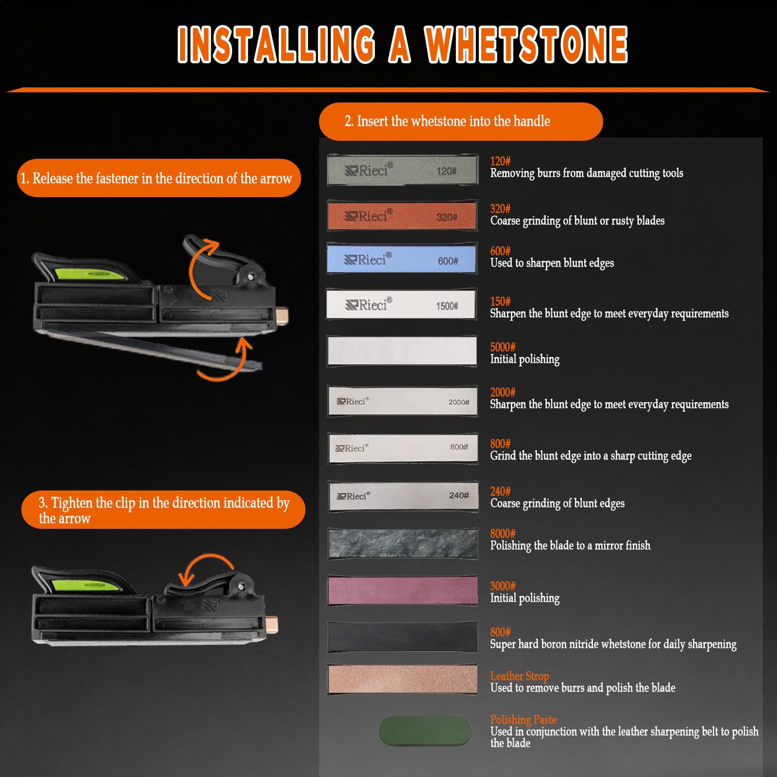 Affilacoltelli professionale, Affilatore Coltelli Professionale 15-30° Angolo Regolabile, rotazione a 360° con angolo fisso, dispositivo di affilatura di precisione con 12 pietra per affilacoltelli