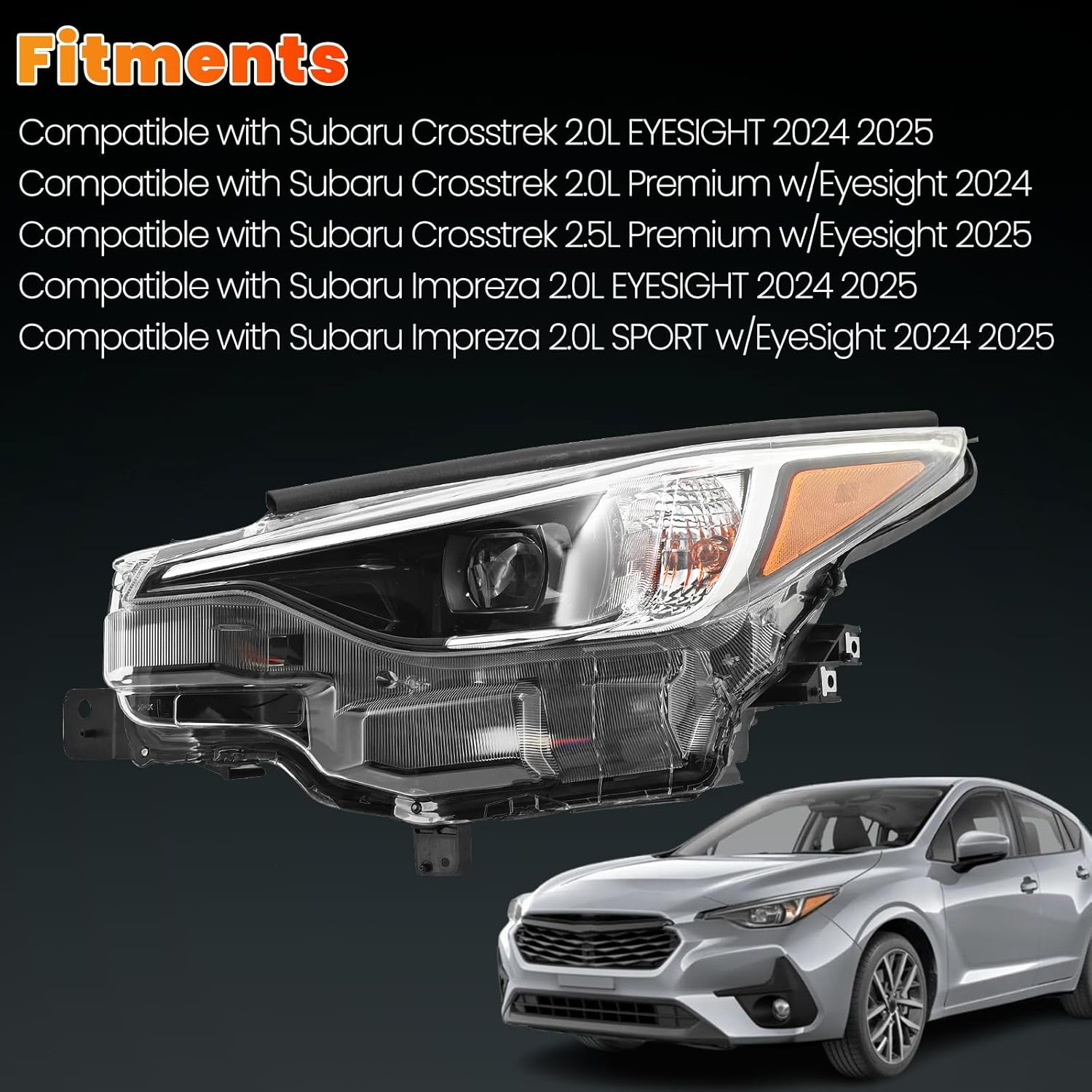 84001-FN010 Left Driver Side Headlight Assembly LED Lens Compatible with Subaru Impreza Crosstrek 2024 2025 Headlamp w/Adaptive Front-lighting System 84001FN010