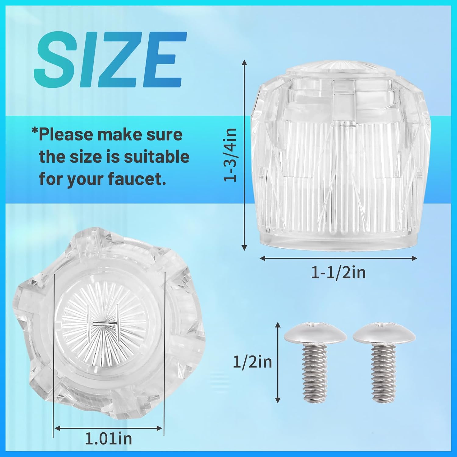 RV Shower Knobs with Hot and Cold Water Control for RV Bathtubs,Compatible with Phoenix Mobile Home Sink Tub Shower,Clear Acrylic Shower Faucet Handles Parts,2-Pack