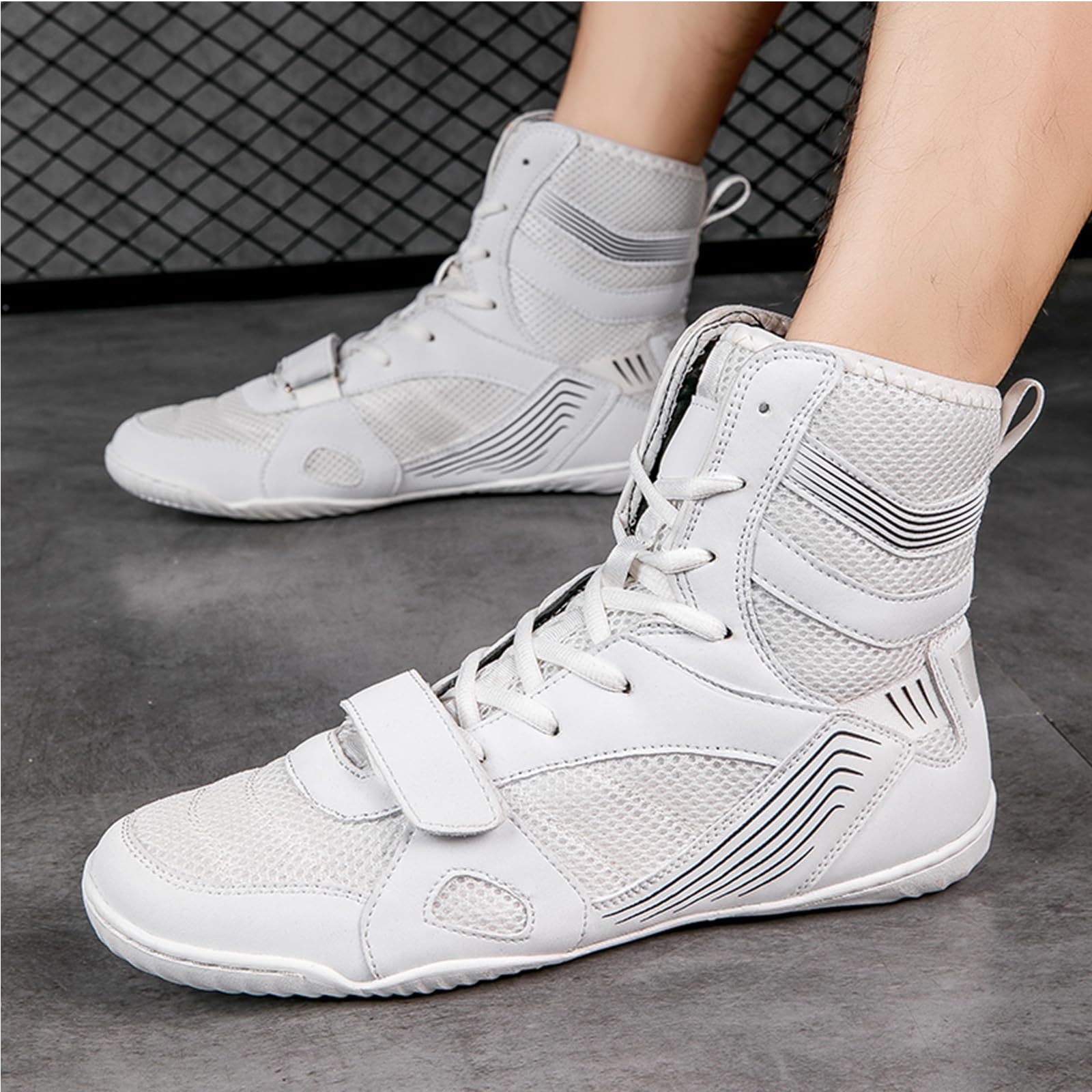 Botas De Boxeo para Hombres, Calzado De Lucha para Adultos Jóvenes Zapatillas para Entrenar Artes Marciales Mixtas para Mujeres Niños Adolescentes