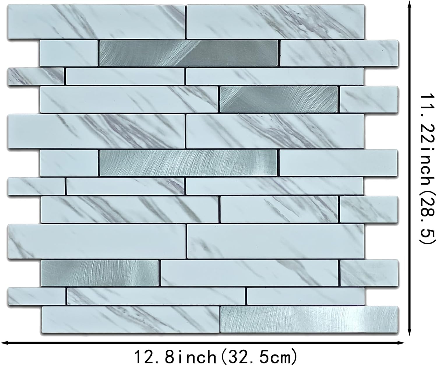 10pcs Waterproof & Non-Slip Mosaic Peel & Stick Wall Stickers, Heat-Resistant Self-Adhesive Tiles, Easy Cut DIY Multi-Room Decals for Kitchen Bathroom Bedroom Living Room (10, Silver)