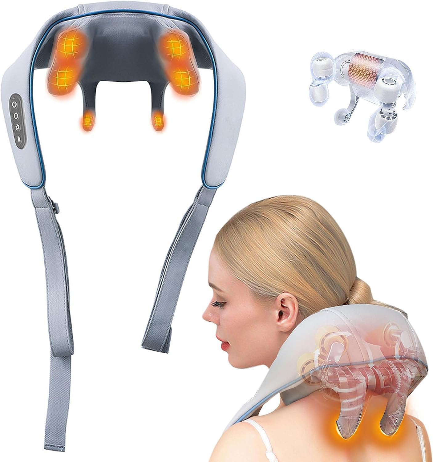 Neck and Back Massager for Cervical Pain Relief with Heating | Electric 5D Deep Tissue Cervical Massage Machine for Neck, Back, Shoulder, Waist & Legs | Body Massager for Aches, Stress & Muscle Relief (Style-2)-image-17