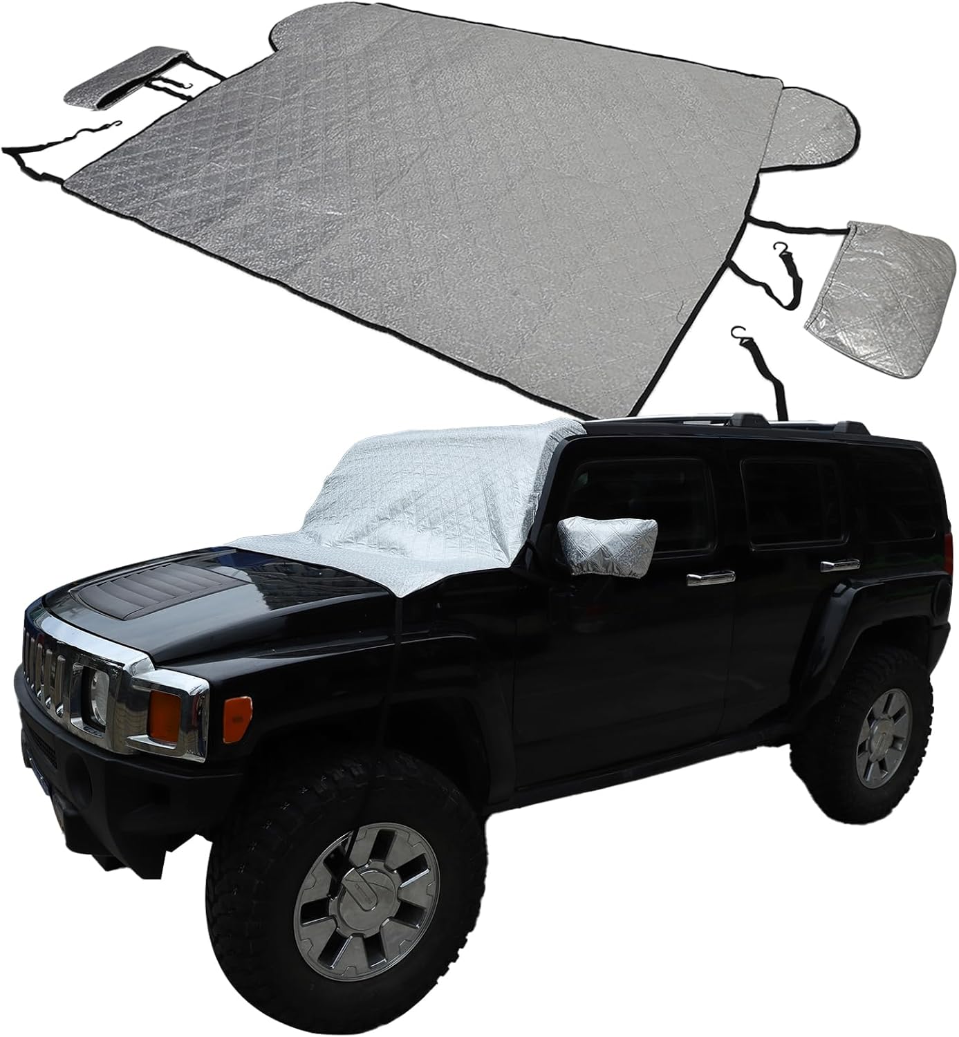 Car Windshield Snow Cover Compatible with Hummer H3 2005-2009, with 4 Layers Protection, Frost Ice Removal Sun Shade for Winter Protection, Extra Large and Thick Windshield Ice Cover (Style A)