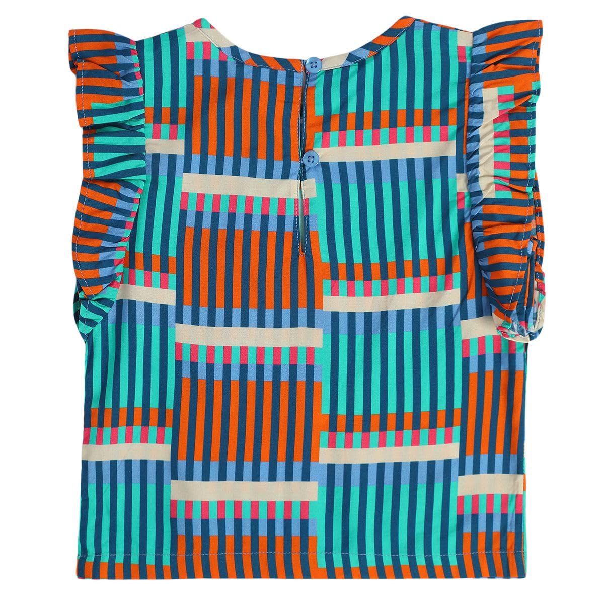 miniklub Baby Short Sleeve Round Neck Woven Viscose Blue Color Woven Top, Pack of 1 (3-6M) 1