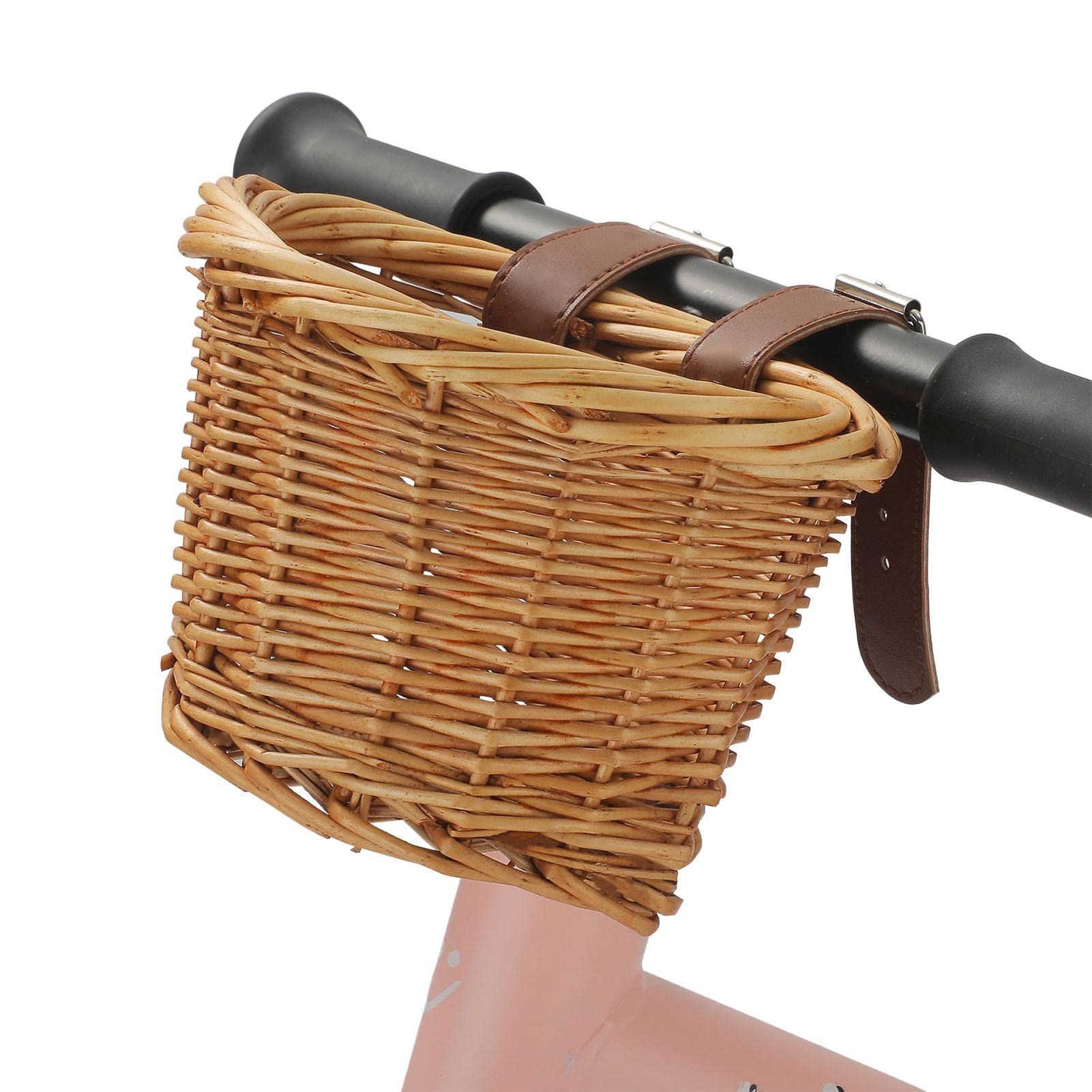 Panier De Guidon Pour Vélo Enfant - Petit Panier Décoratif Avec Sangles PU - Installation Facile - Pour Draisienne, Tricycle, Scooter
