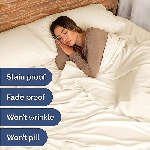 Miniatura 5 de Juego de sábanas de 4 piezas tamaño Queen, cómodo, transpirable y refrescante, ropa de cama de lujo de hotel para mujeres, hombres, niños