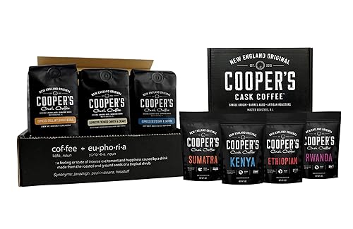 Juego de caja de regalo de muestra de café gourmet, café molido, 4 bolsas, juego de caja de café total y espresso de 1 libra, juego de 3 bolsas de