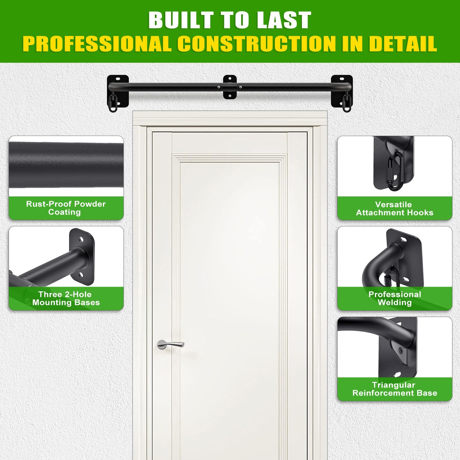 SELEWARE Barra per trazioni a parete, Barra per trazioni a soffitto, Barra multifunzionale per trazioni a soffitto, supporto per la costruzione in acciaio completamente saldato