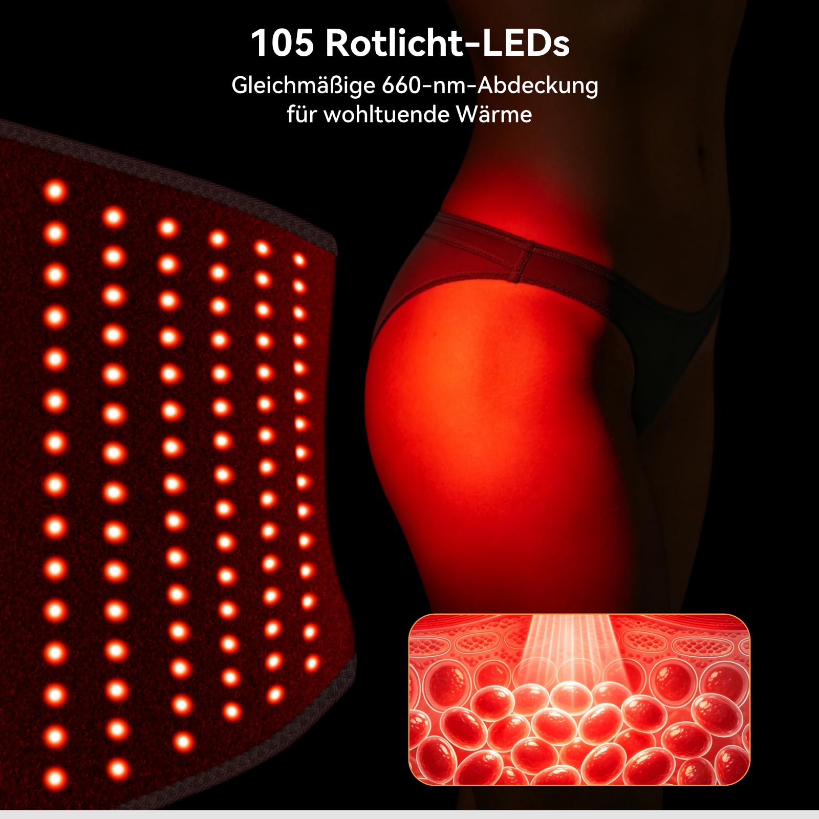 Kabellos Heizkissen für Hüfte Hüftmassagegerät 3 Heiz- & 3 Vibrationsstufen für Ischias-Schmerzlinderung | Beheizte Hüftstütze Heizung Pad Hüfte Wrap für Gesäß, Oberschenkel Schwarz