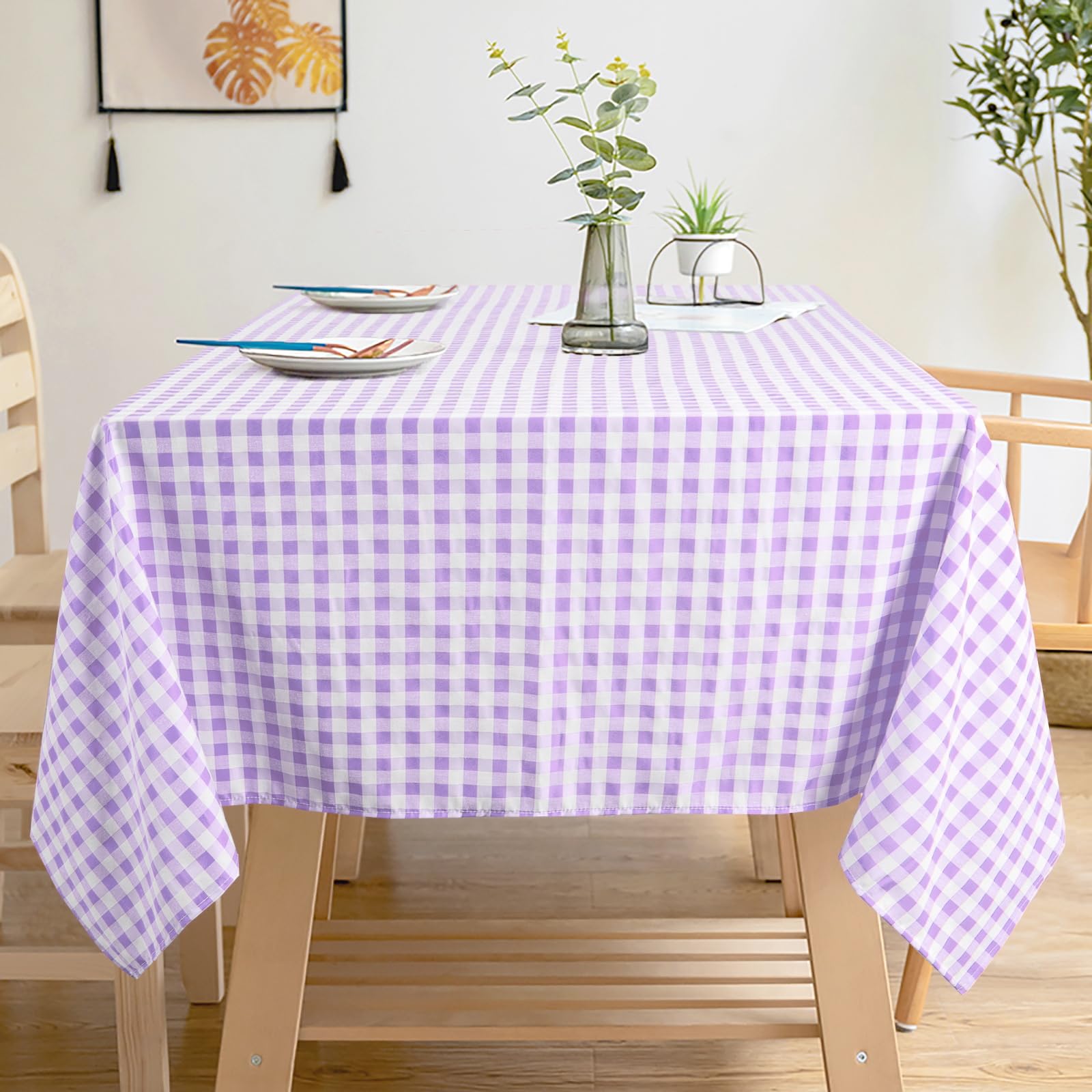 Amazon.com: ShinyBeauty Lilac Checkered Tablecloth 54"X108" Light Purple  Rectangular Dining Overlay - White Table Cloth Rectangle Washable for  Party/Holiday : Home & Kitchen