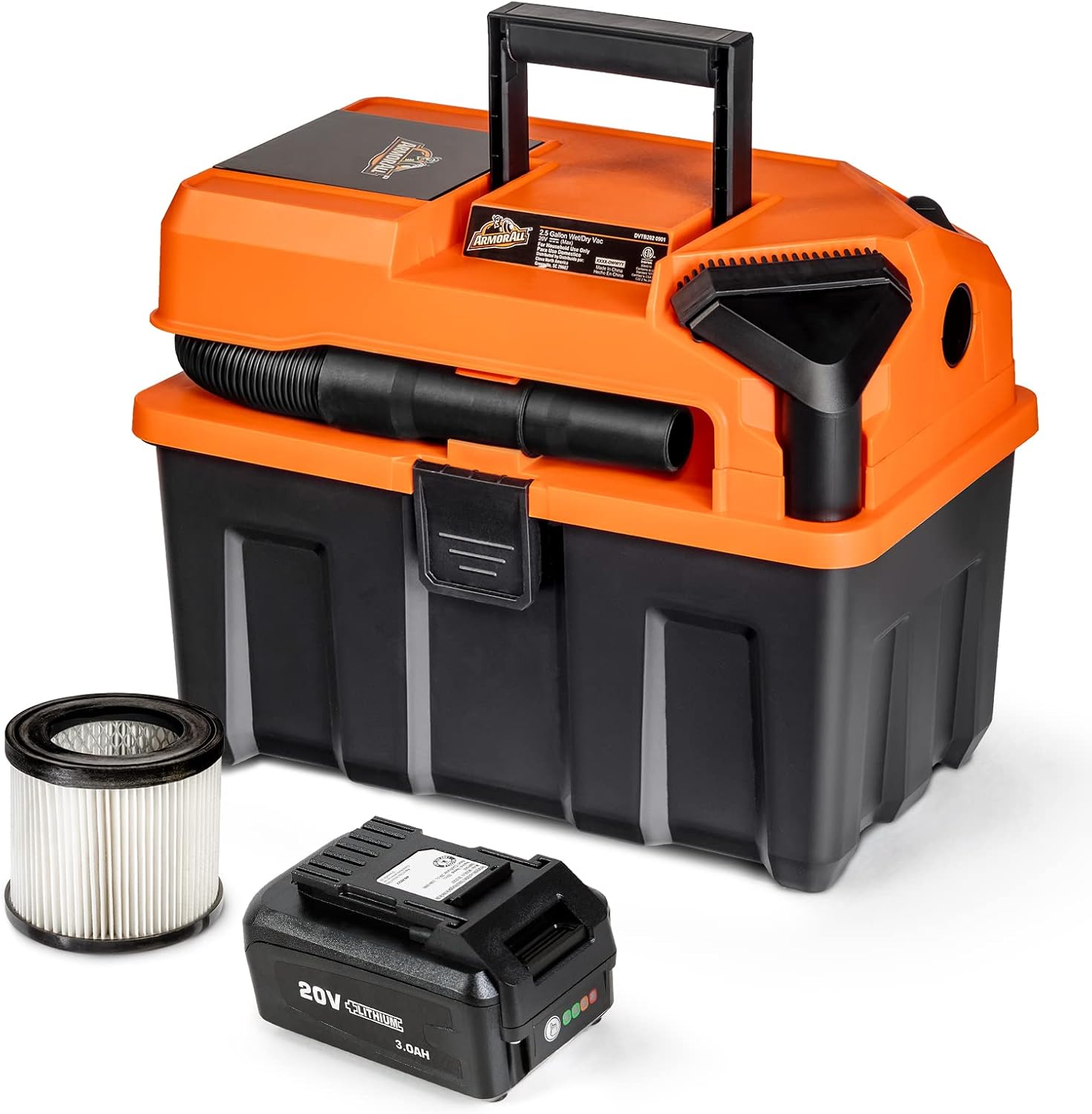 Armor All Cordless 20V Utility Vac 2Tool Kit,Orange; Black