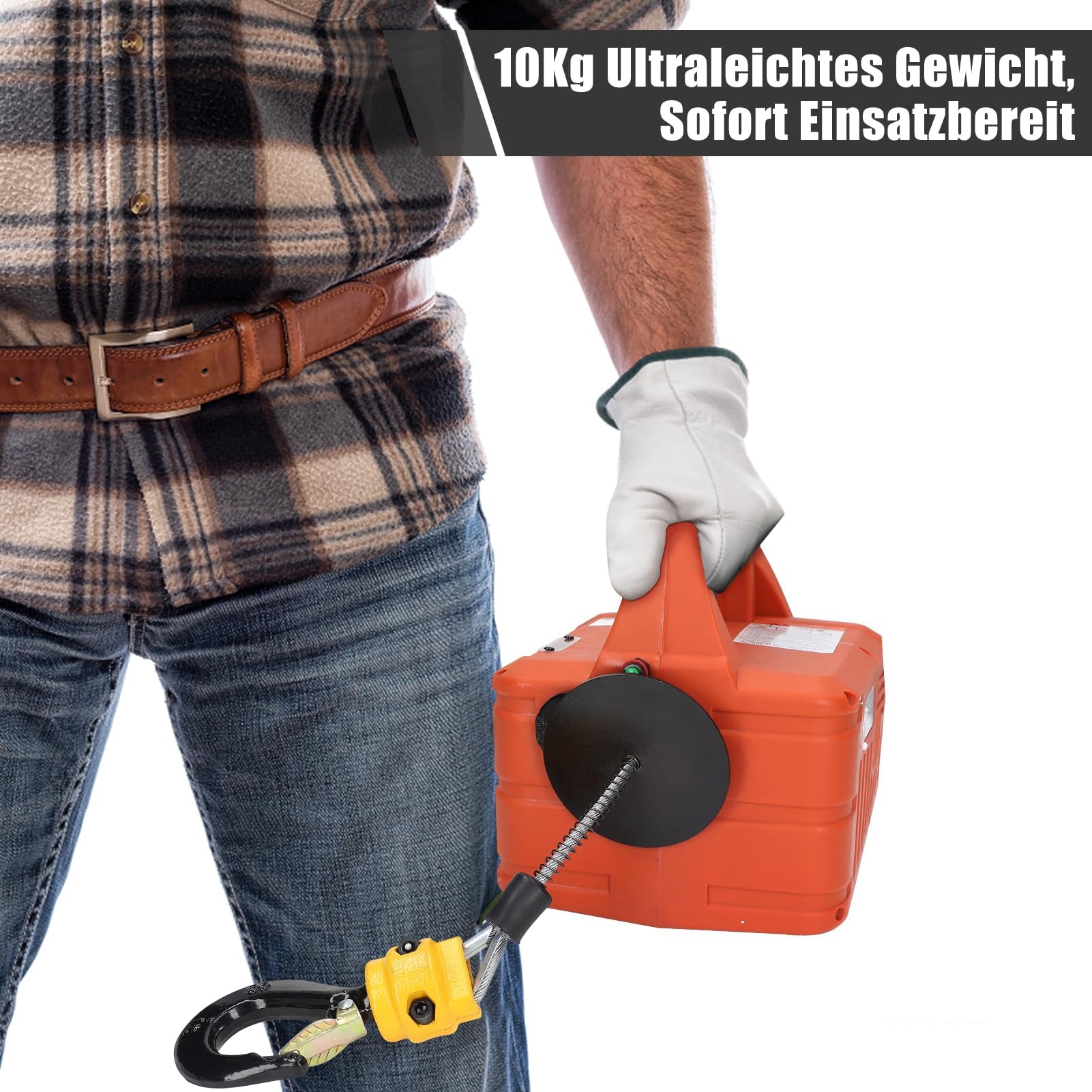 Elektrische Seilwinde 500KG 1500W 7.6M Hubhöhe mit Kabellose Fernbedienung Überlastungsschutz EU-Stecker 220V