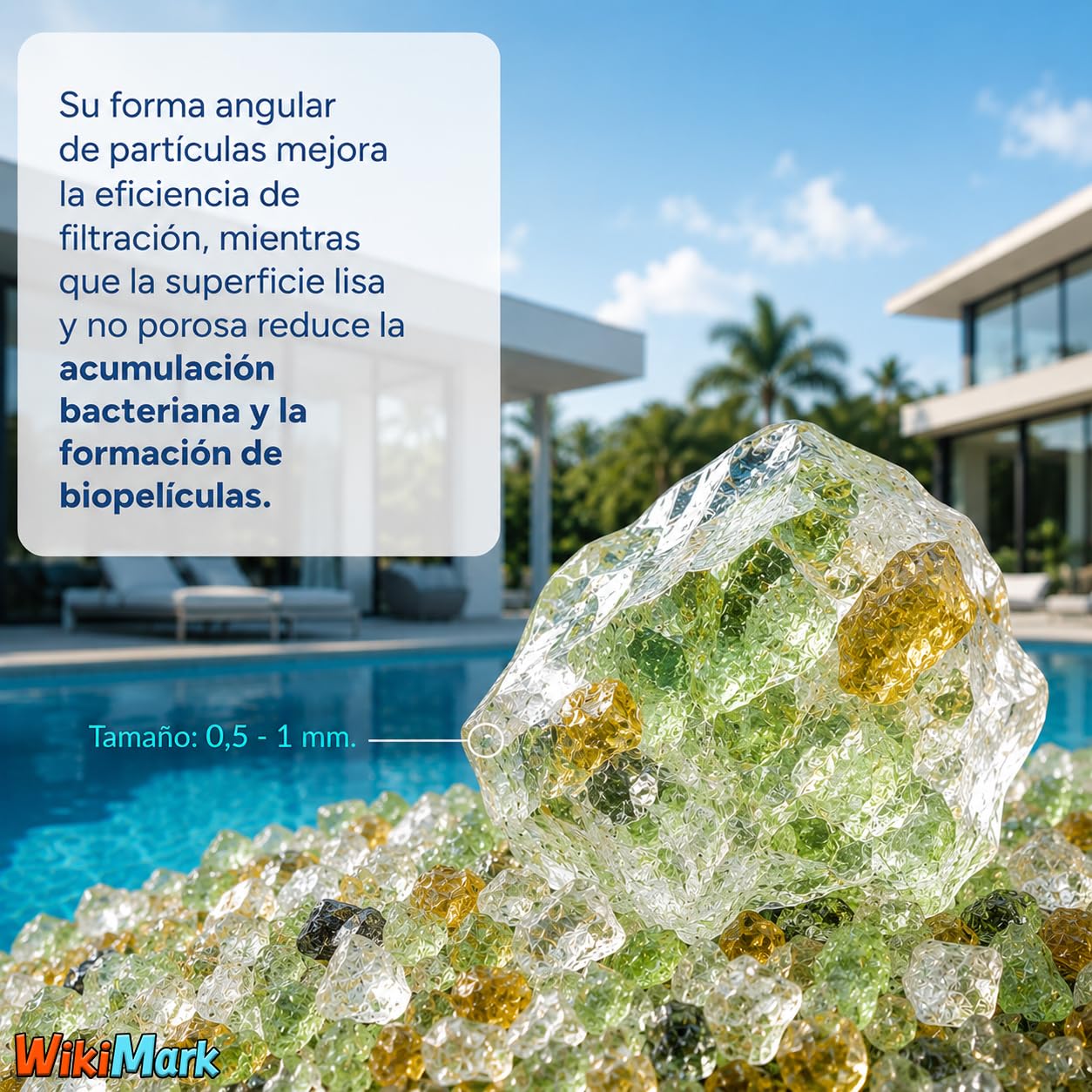 Sable de verre filtrant pour piscines 25 kg moyen filtrant en verre recyclé 100 % | Remplace le sable de silice | Meilleure filtration, économie d'eau et d'énergie | Eau plus cristalline