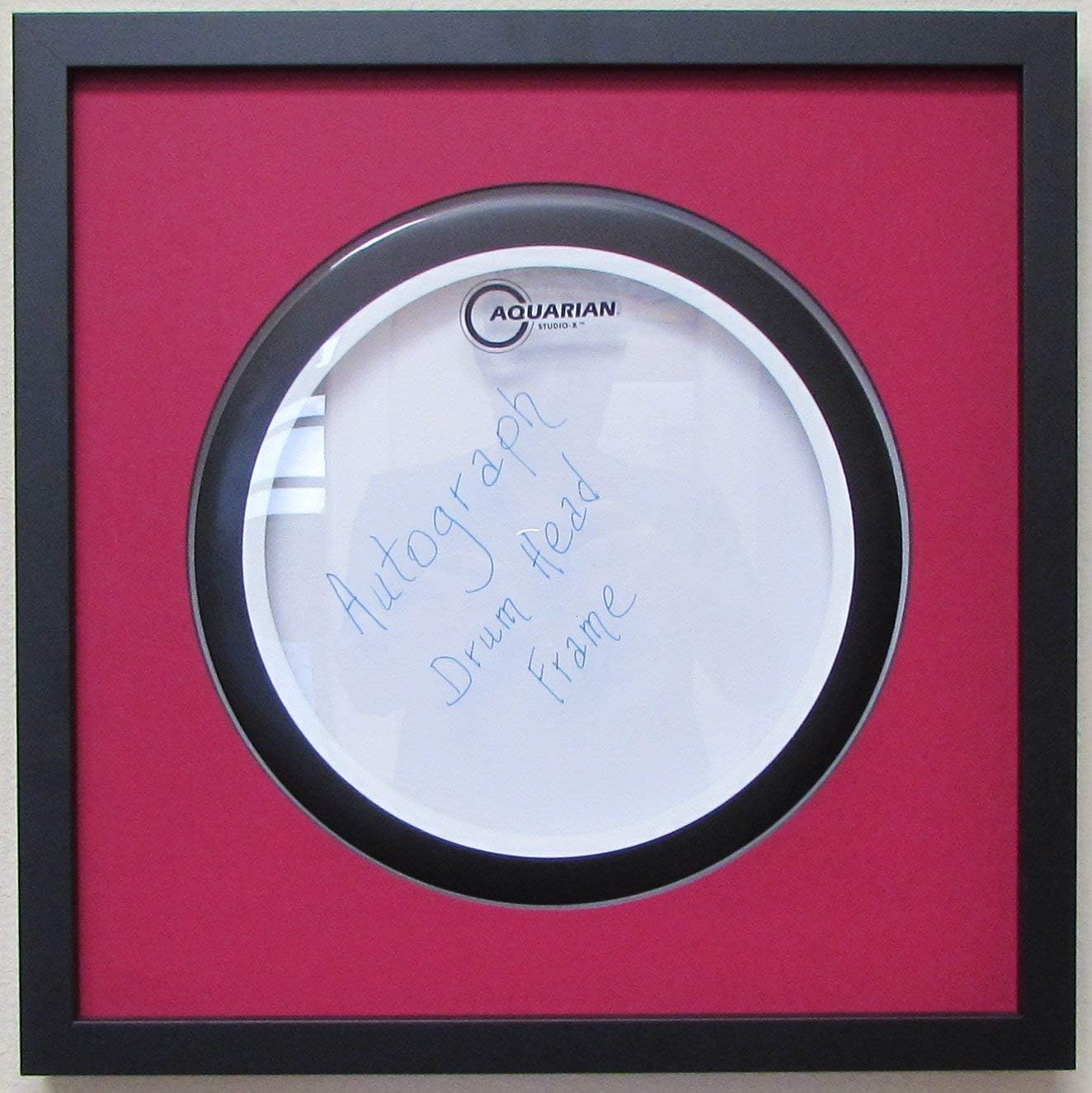 14" Drum Head Display Frame Set Black Frame Easy Mount (Red matting)