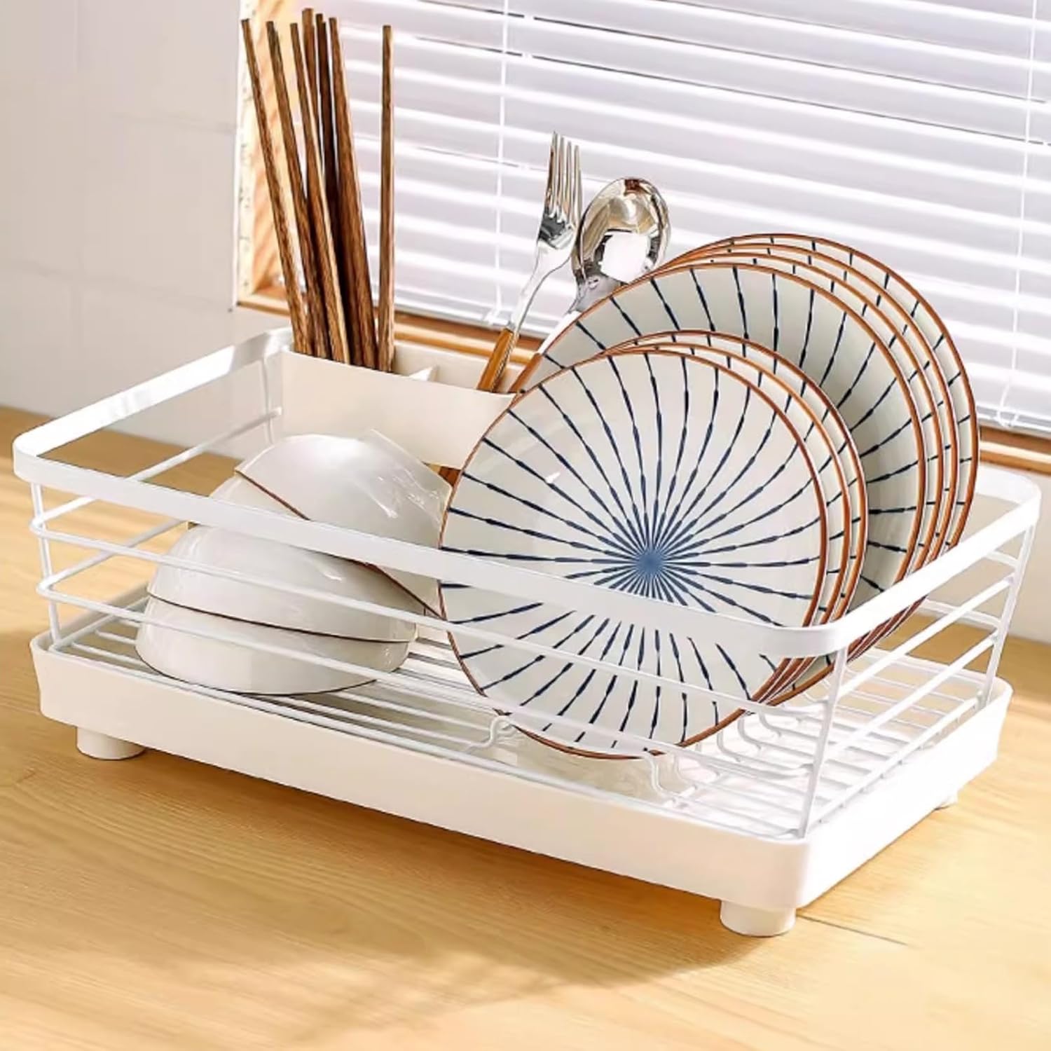 Drying Rack For Kitchen Counter, AutoDrain Dish Drainer Compact Dish Drying Rack