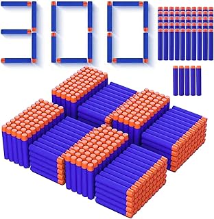 300PCS Refill Darts Bullets Compatible with Nerf Gun Bullets Toy Guns N-Strike Elite 2.0 Series, Laoppoc Premium Foam Bullets Pack for Children Kids Birthday Christmas Role Play Nerf Battle Game Gift