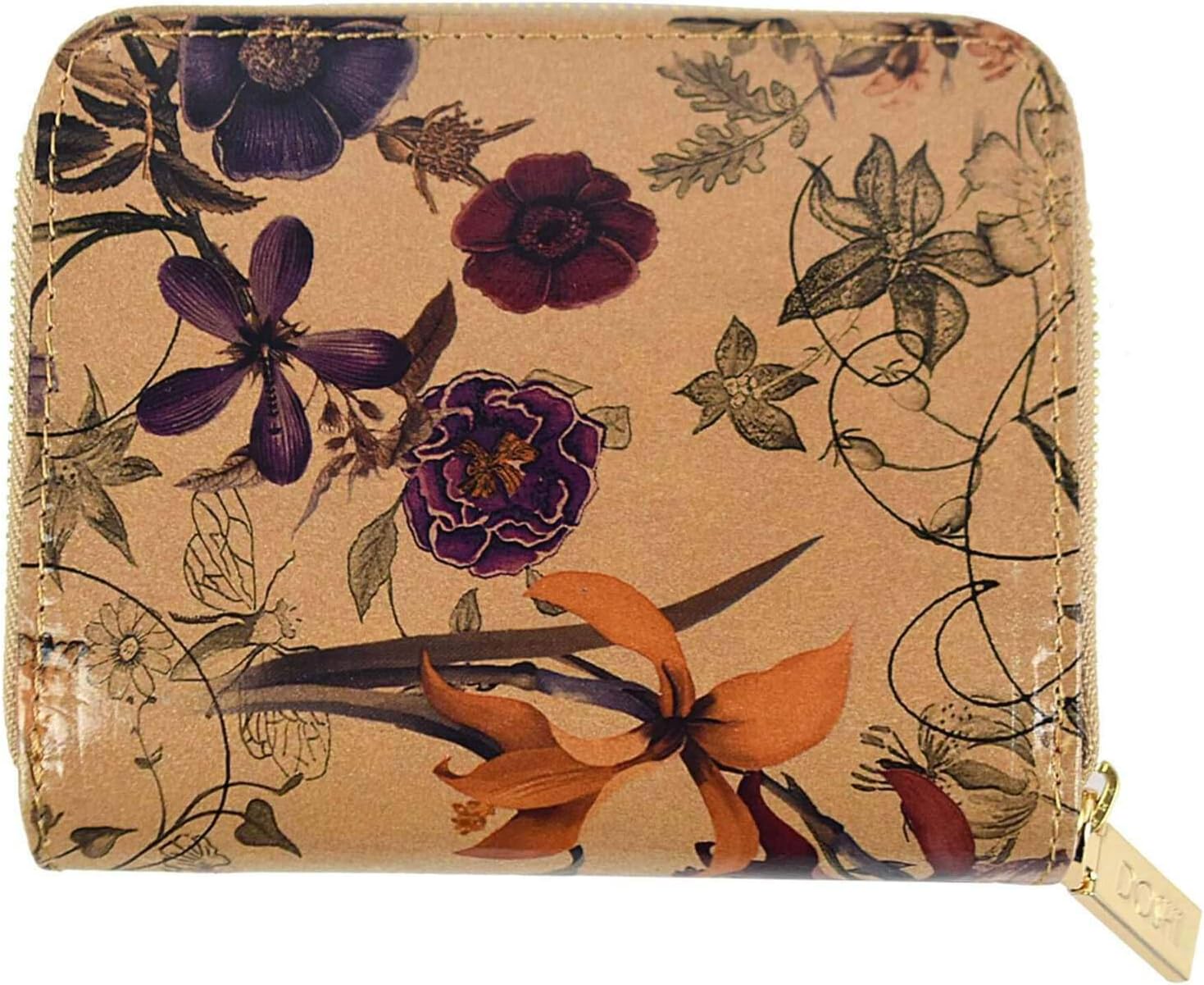 DOSHI French Kraft Paper Vegan Wallet Tan Floral Kraft Paper