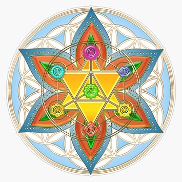 Merkaba, Chakras, Flower of Life, Metatrons Cube, Sacred Geometry Sticker Vinyl Bumper Sticker Decal 5"