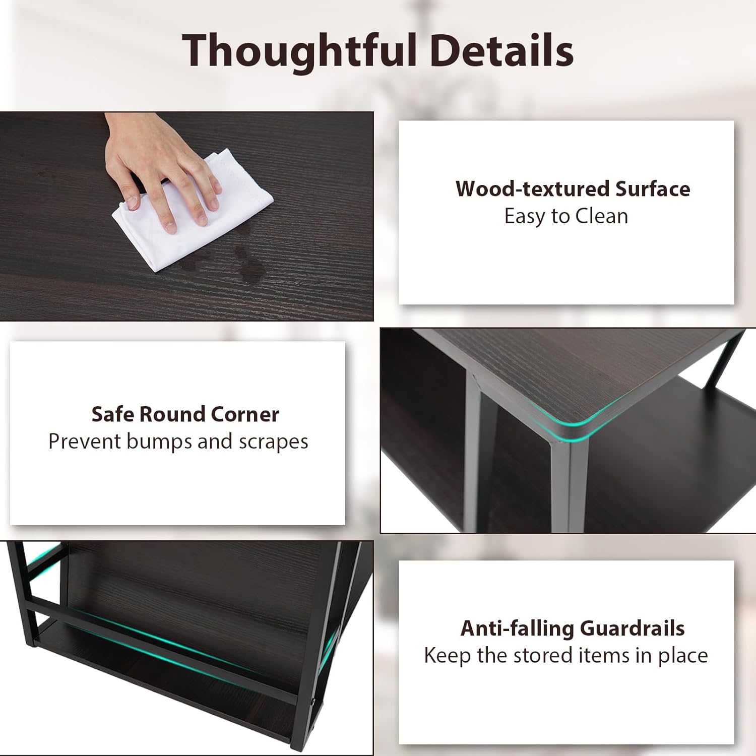 Giantex Modern Coffee Table with Storage, 2-Tier Rustic Wood Center Table with Shelf, Compartment, Metal Frame, Rectangular Geometric Living Room Table for Apartment (Espresso)