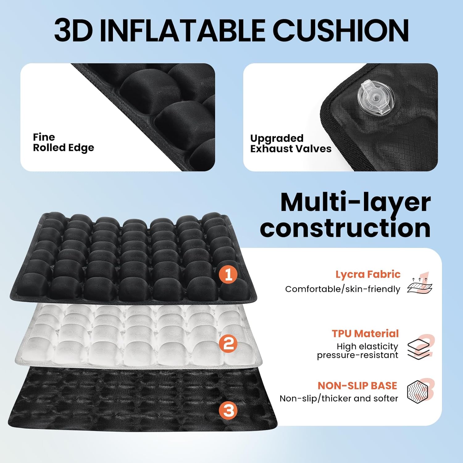Sondur Travel Cushion Inflatable Seat Cushionair Cushion Inflatable Chair Air Seat Car Portable Breathable Comfort,Pain Pressure Relief Camping Ideal for Daily Use Prolonged Sitting - Image 5