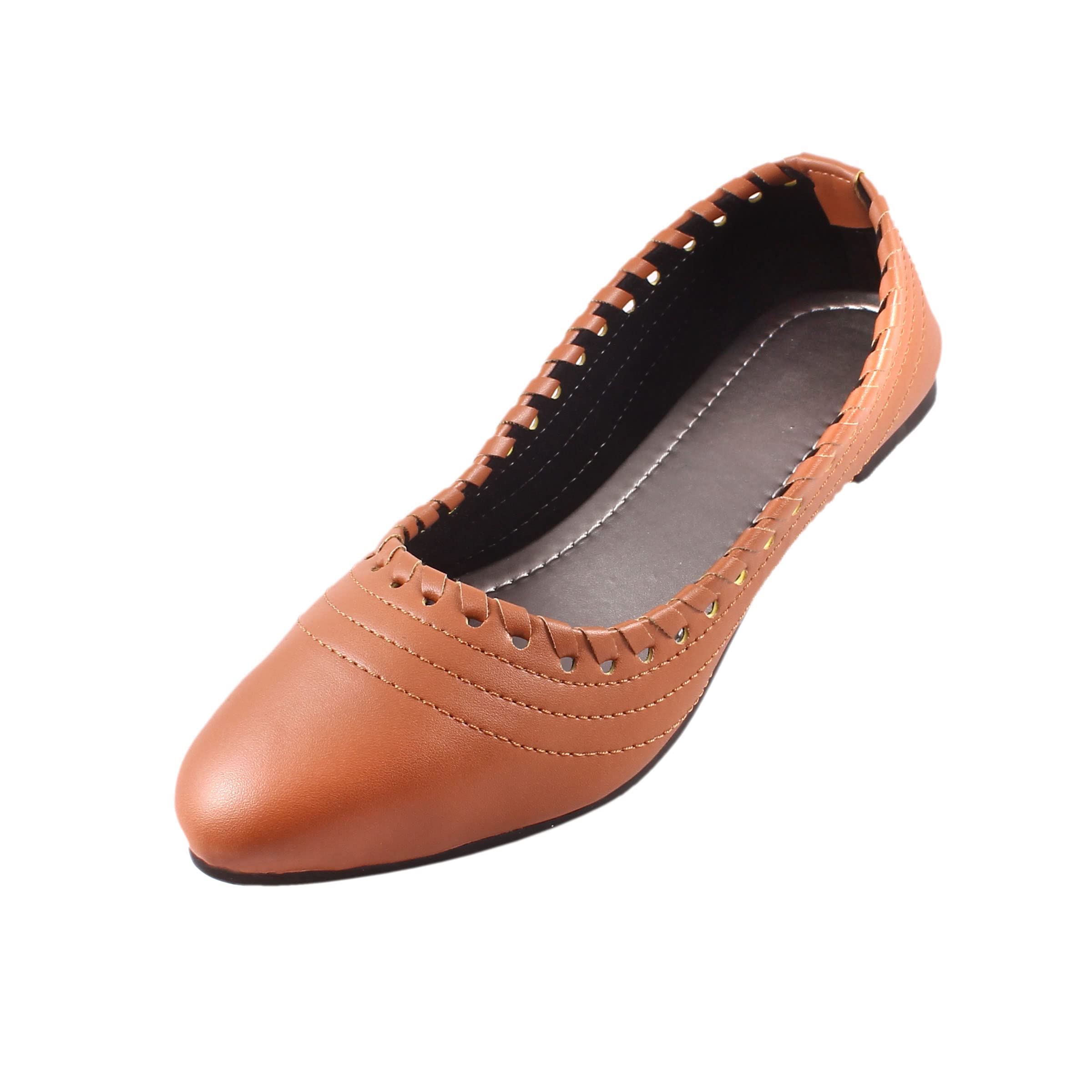 Footrendz Women Syntehtic Leather Bellies (3533) (Tan, numeric_5) (B09SZHTRXD) Amazon Price History, Amazon Price Tracker