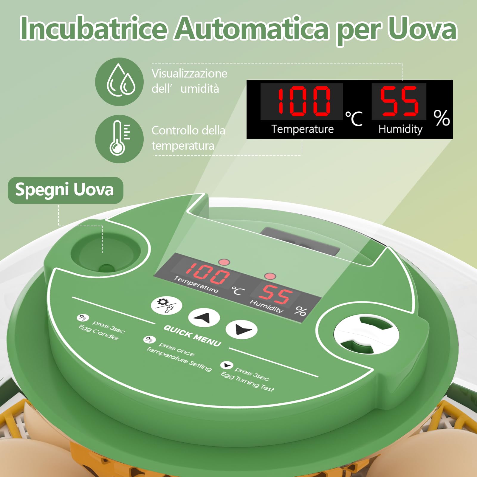 Incubatrice per Uova Automatica, Diealles Shine Incubatrice per Uova 12 con Tornitura Automatica delle Uova e Umidificazione Automatica, Incubators con Controllo della Temperatura