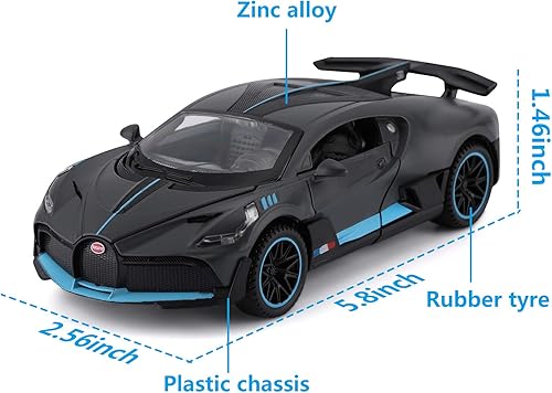 Miniatura 4 de Bugatti Divo Diecast Coche modelo de fundición de aleación de zinc para coche escala 132 regalo de juguete para niños y niñas gris Negro, Verde,