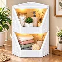 URBAN LUXY Corner Shelf Organizer, Triangular Corner Rack for Kitchen & Bathroom, Countertop Storage Organizer for Toiletries, Cosmetics, Jars & Daily Essentials, 2 Pcs