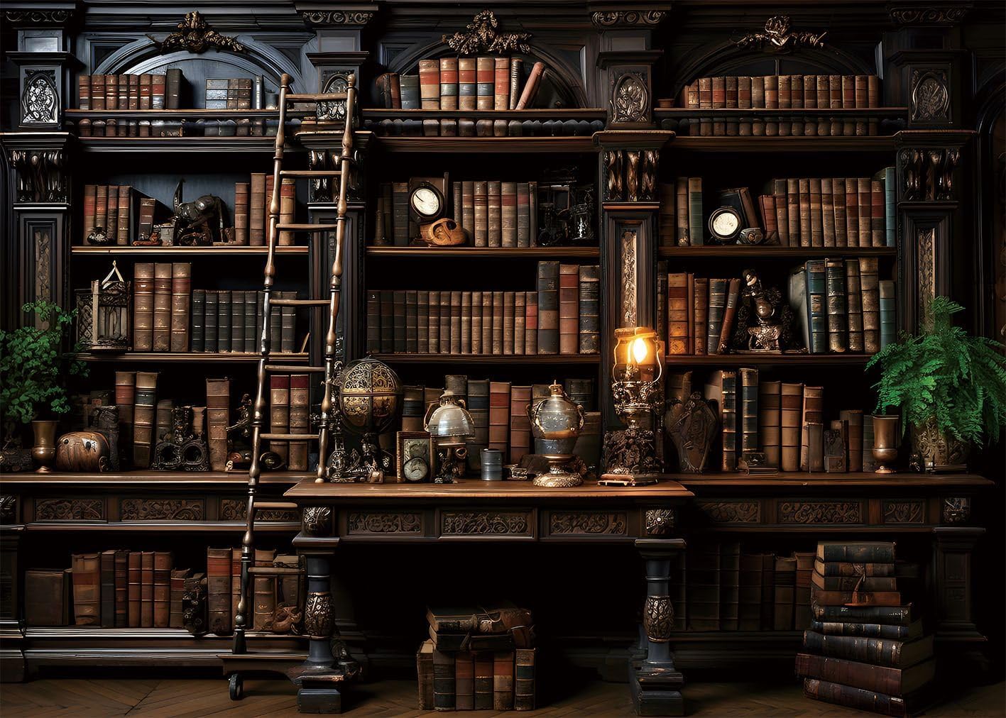 BINQOO Vintage Bookshelf Backdrop 10x8ft Medieval Classic Books Photography Background Gothic Artistic Wall Ancient Library Photo Decor Booth Prop