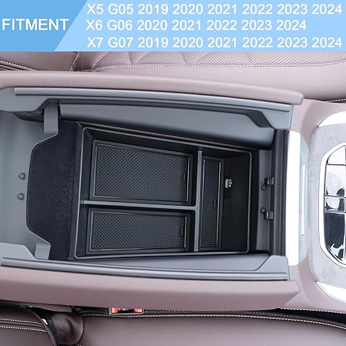 Miniatura 2 de JKCOVER Bandeja organizadora de consola central compatible con BMW X5 G05 X7 G07 (2019-2024) y X6 G06 (2020 2021 2022 2023 2024), accesorios caja de