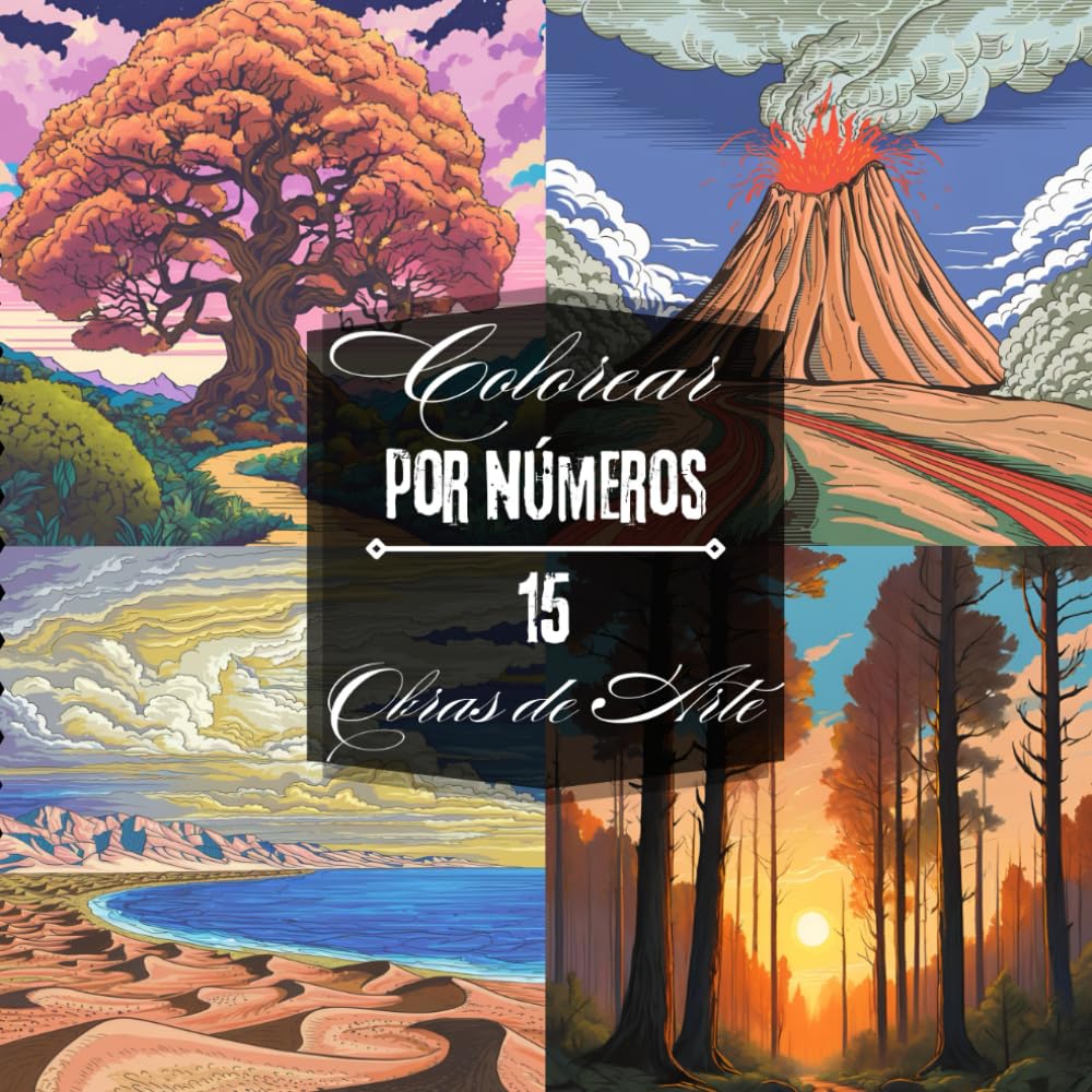 Colorear por Números para Adultos: Arteterapia para Relajarse y Aliviar el Estrés con Paisajes, Montañas, Volcanes y el Mar (1stBloom)