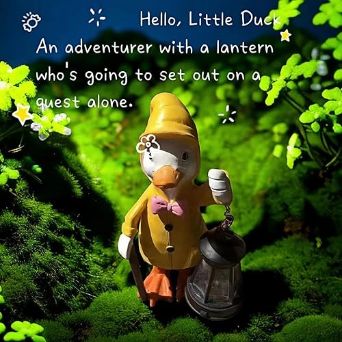 Miniatura 2 de RAHMAN Divertida lámpara de noche de patito para decoración de estatua de jardín, impermeable de resina con energía solar, escultura de pato,