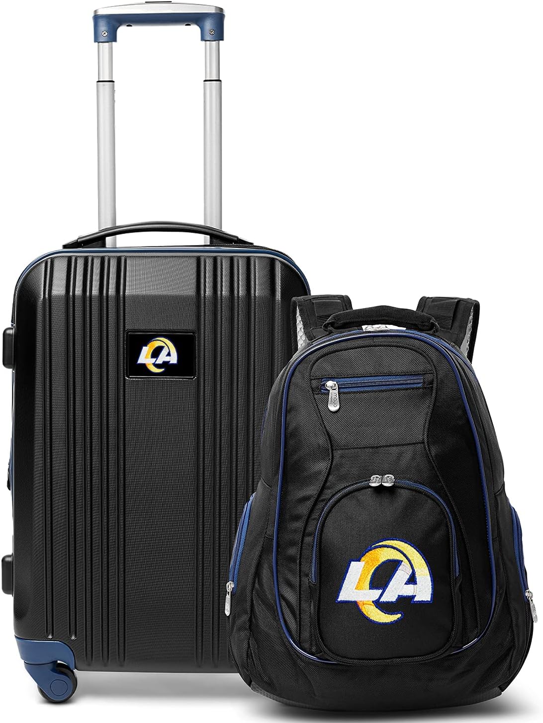 Denco Los Angeles Rams 2-Piece Luggage Set, Includes 21-inch Two-Tone Hardcase Spinner and 19" Laptop Backpack