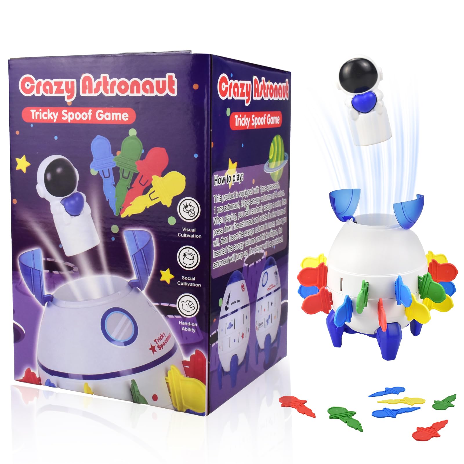 Rocket Pop Up Game - Board Games & Toys for 3+ Year Old Boys & Girls Gift, Stick & Pop into Air