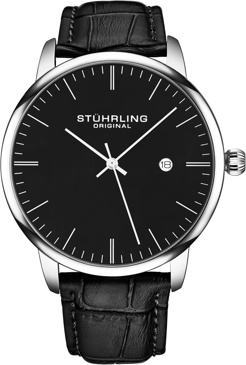 Stuhrling Original Men's Watch Dress Watch 40mm, Ultra Slim Mens Watch Leather Strap, Quartz Analog Men's Wrist Watch, Classic Minimalist Watch for Men