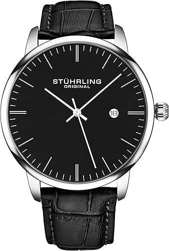 Stuhrling Original Men's Watch Dress Watch 40mm, Ultra Slim Mens Watch Leather Strap, Quartz Analog Men's Wrist Watch, Classic Minimalist Watch for Men - 78% off