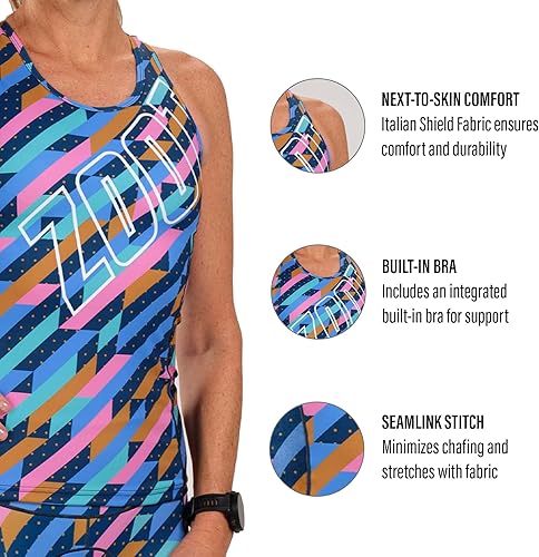 Miniatura 2 de Zoot LTD - Camiseta sin mangas de triatlón con espalda cruzada para entrenamiento de carreras y resistencia, brasier integrado y bolsillos traseros