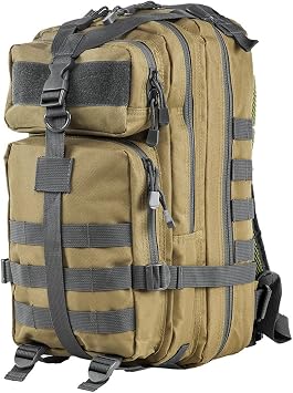 VISM by NcStar Small Backpack with Urban Trim, Tan/Gray