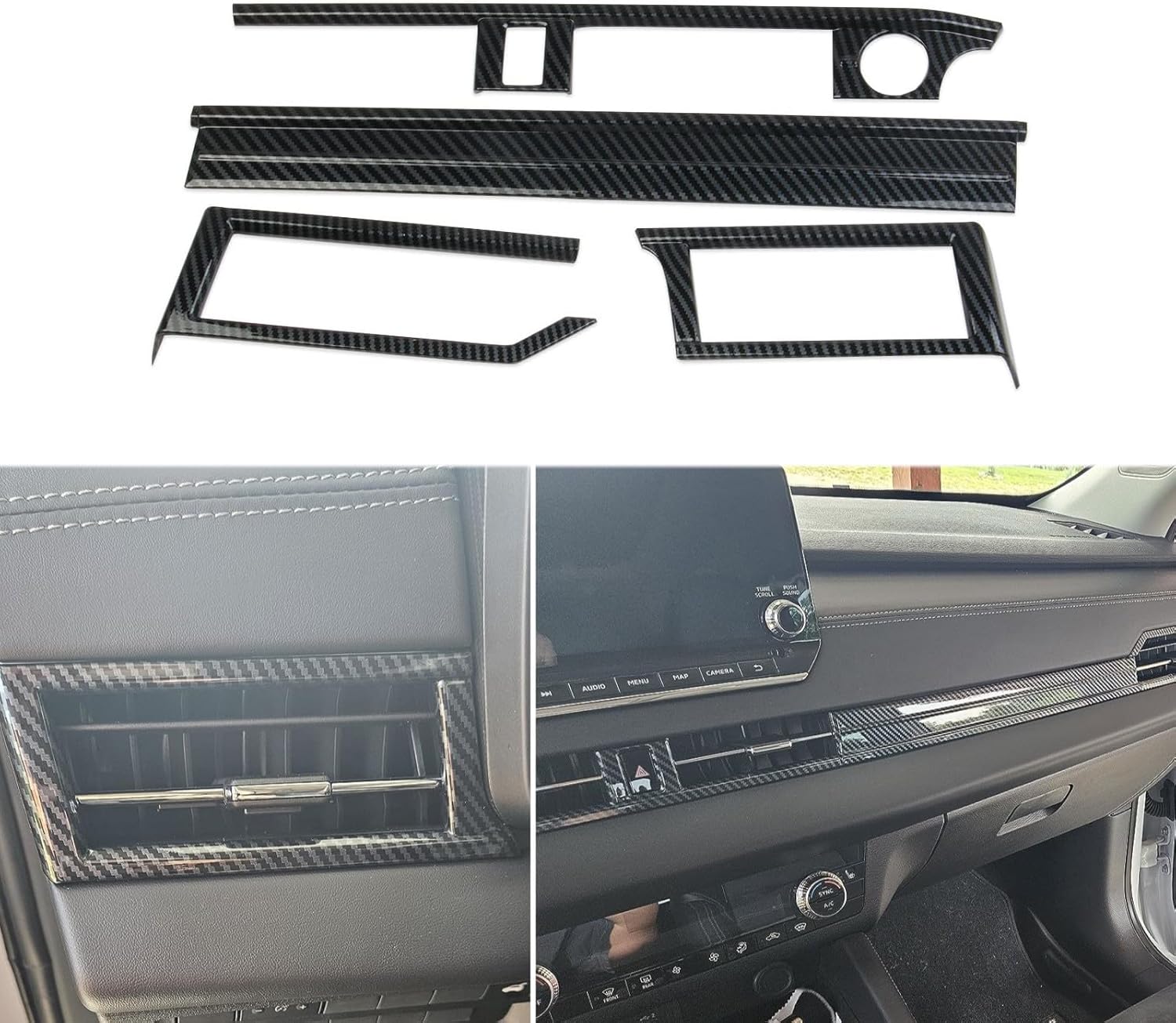 Carbon Fiber Central Control Dashboard Air Vent Panel Cover Trim Accessories for Mitsubishi Outlander 2022-2026