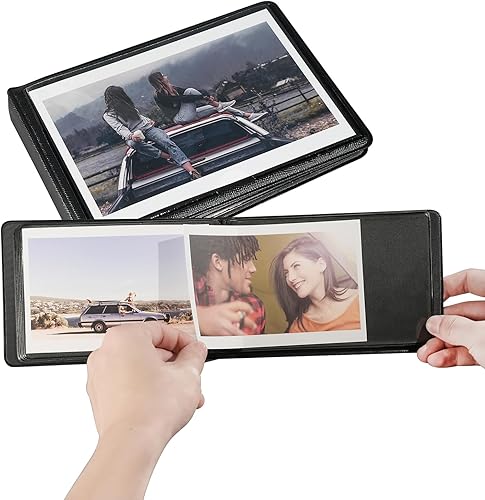 Miniatura 3 de Álbum de fotos pequeño de 4 x 6 con capacidad para 29 imágenes, ranuras horizontales para fotos, cartera portátil para boda, aniversario, bebé,
