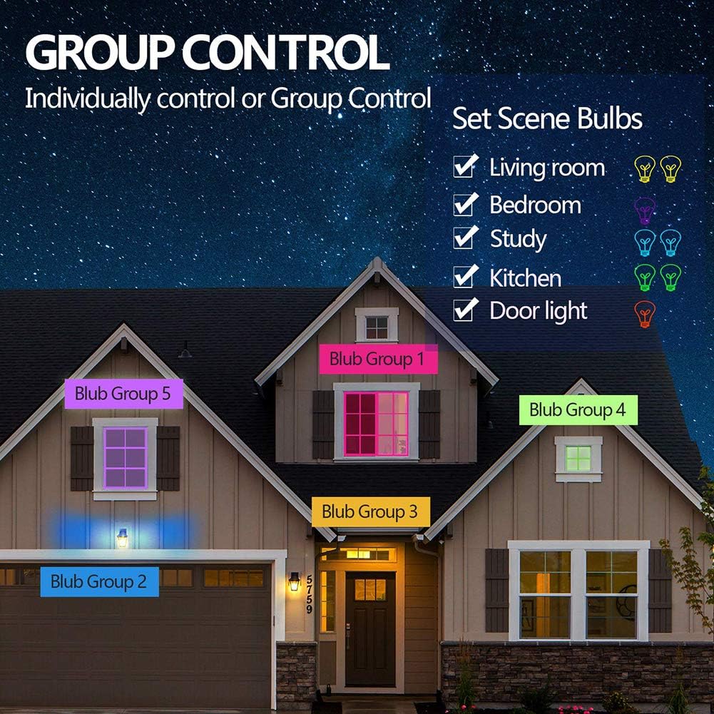 50% Off Discount MUCH Smart Light Bulb, WiFi LED Light Bulb Compatible with Alexa Google Assistant, IFTTT E27 E26 B22 RGB Multicolor Dimmable APP Voice Control