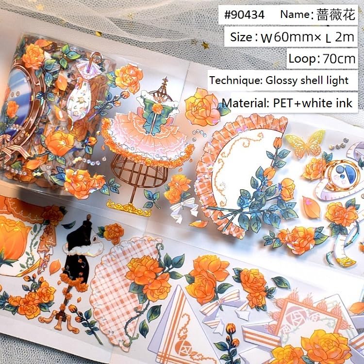 Miniatura 2 de PET Hermoso Nicho Collage Materiales Flores y Plantas Cinta washi para decoración hecha a mano DIY (90434)