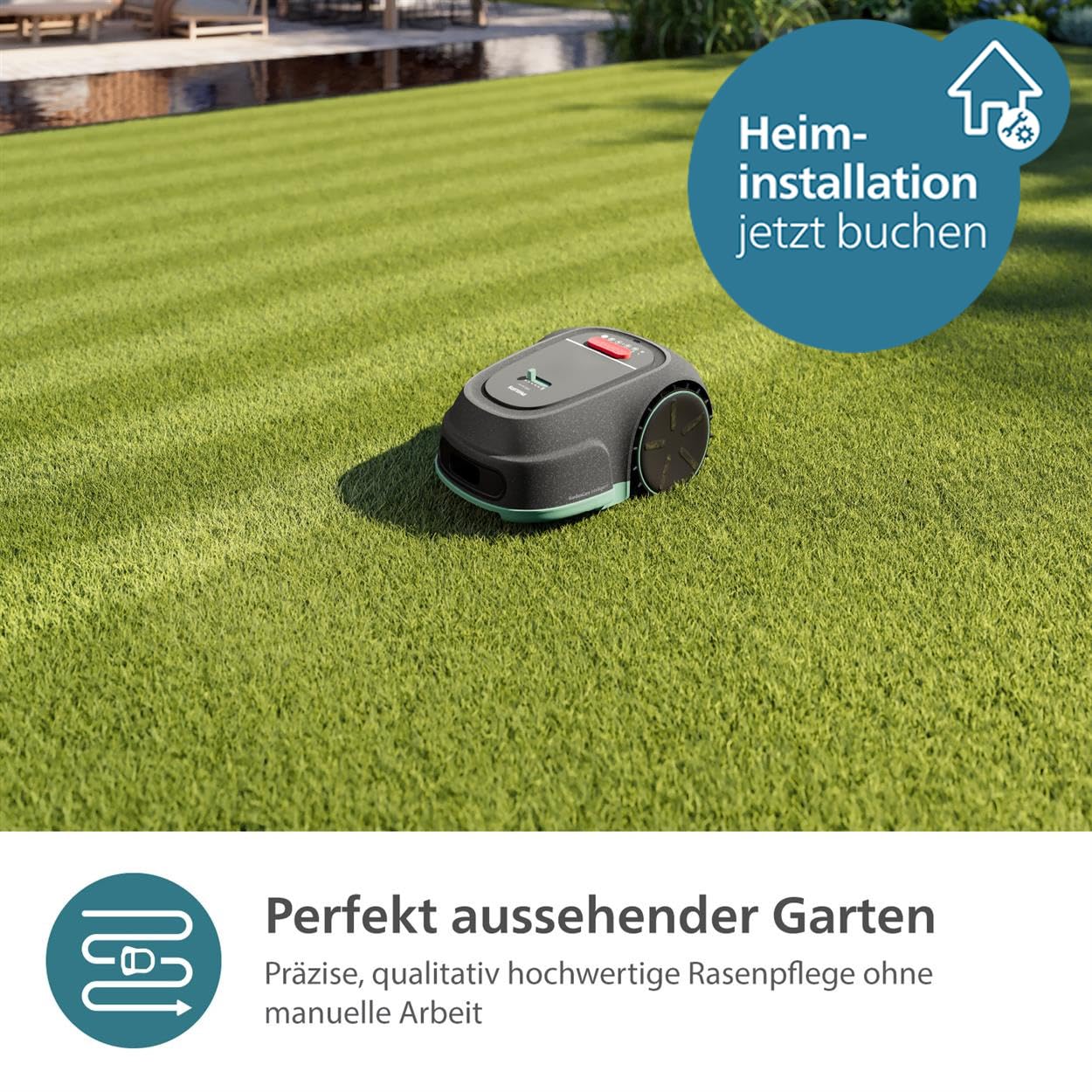 Philips Rasenmähroboter 3000 Serie - Cross-Mowing, GPS-Kartierung, Intelligentes Mähen, schnelleres Mähen, Hangtauglichkeit, Homerun-App, Regensensor-Technologie, Kalkstein Grau (RSL3000/10)