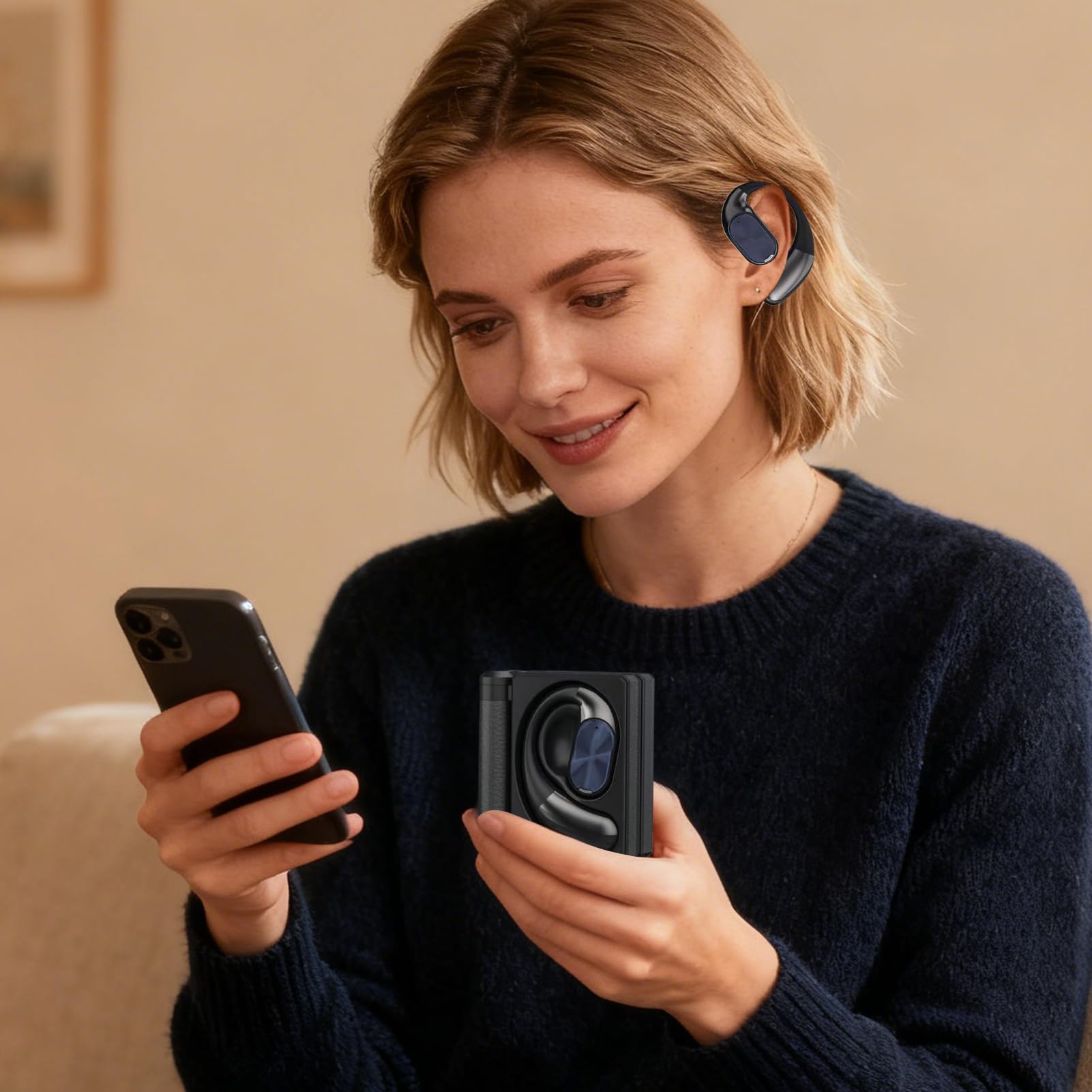 Générique Auricolari senza fili con doppia custodia pieghevole | Custodia Doppia Pieghe Auricolari Sportivi Impermeabile Per Casa Esterna Studio Sport Corsa Allenamento Palestra e