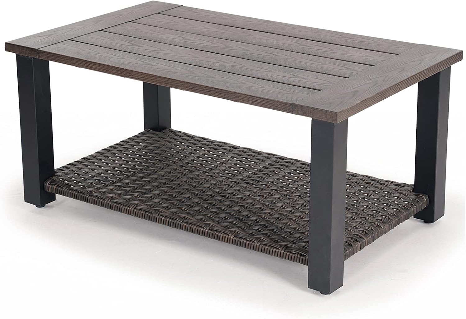 Grand patio Outdoor Coffee Table 40 in Patio Steel Side Table Modern Rectangle Coffee Table Fit with Patio Conversation Set All Weather with Rattan Storage : Patio, Lawn & Garden