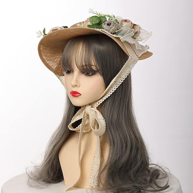 Regency Hats, Bonnets, Hair Pieces | Bridgerton Hat Girls Women Victorian Tea Party Sun Hats Bows Flowers Straw Hat …  AT vintagedancer.com