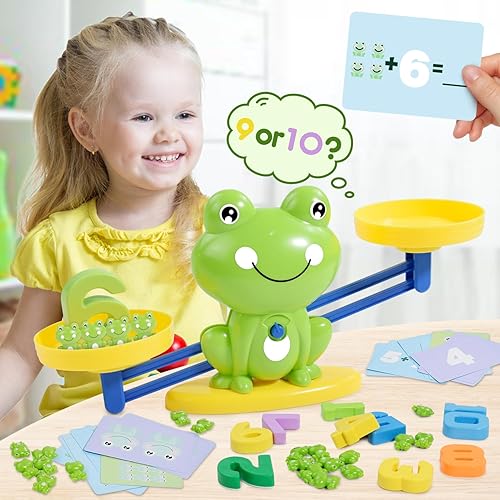 BAKAM Frog Balance Scale Toy, Number Counting Blocks Games, Montessori Math Games for Kids 5-7, Preschool Kindergarten Learning Activities, STEM Educational Toys for 3+ Year Old(Frog)
