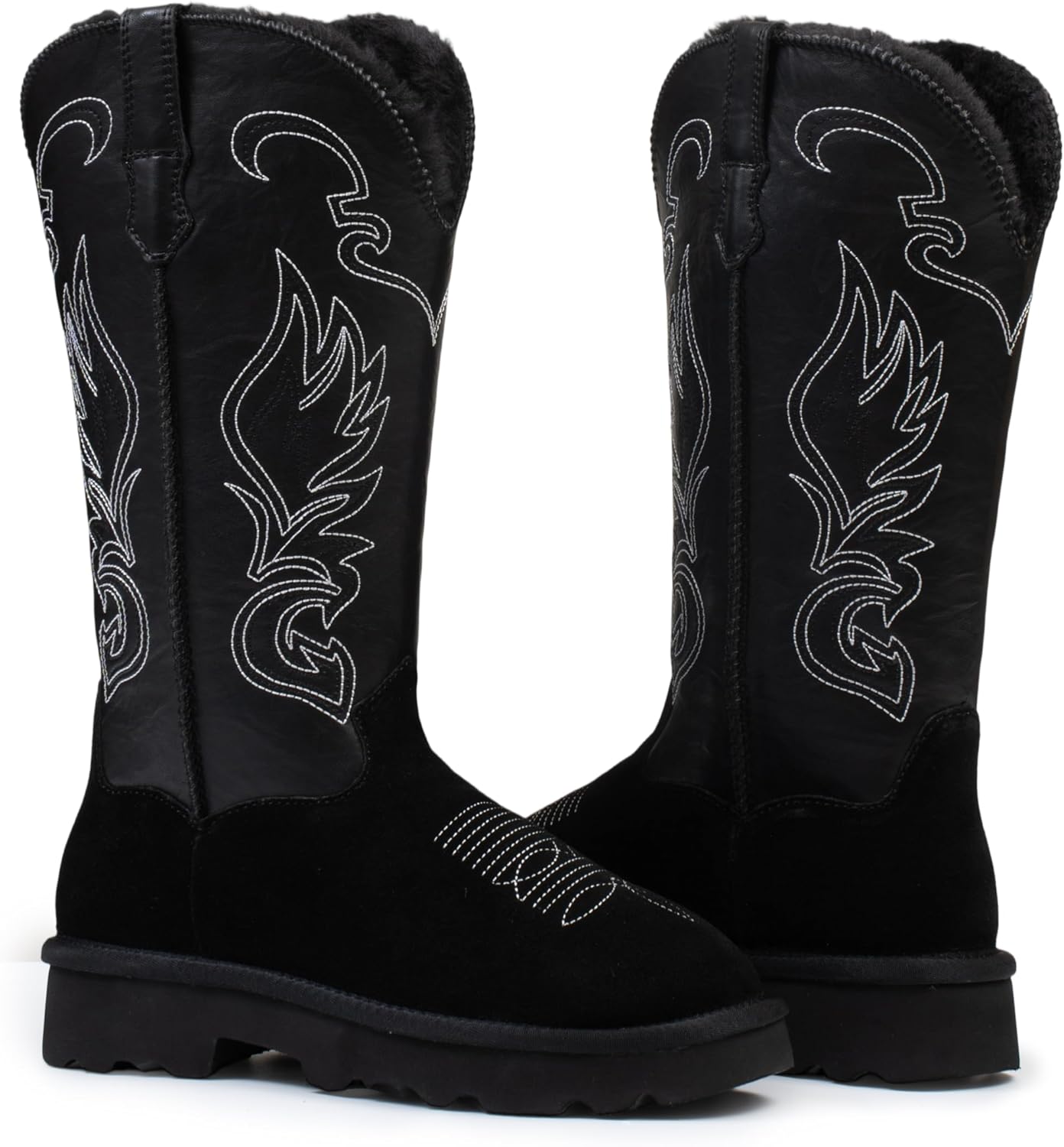 Genuine Leather Suede Platform Womens Winter Snow Boots Fur Lining Pull on Fuzzy Warm Boots with Memory Foam Lightweight Winter Shoes - Image 4