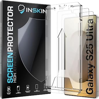 Inskin [2-Pack] Tempered Glass for Samsung Galaxy S25 Ultra Screen Protector 6.9 inch [2025], Easy Auto-Align Installation, Auto Dust-Elimination, Fingerprint Unlock, HD Clear, Bubble-Free